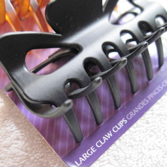 3 Goody Claw Clips Large Hair Jaw Glossy Matte Frosted Plastic Black Clear Brown - Picture 6 of 10